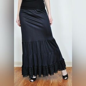 Slip Extender, Black Long Tiered Ruffle Bridal Pettioat Slip
